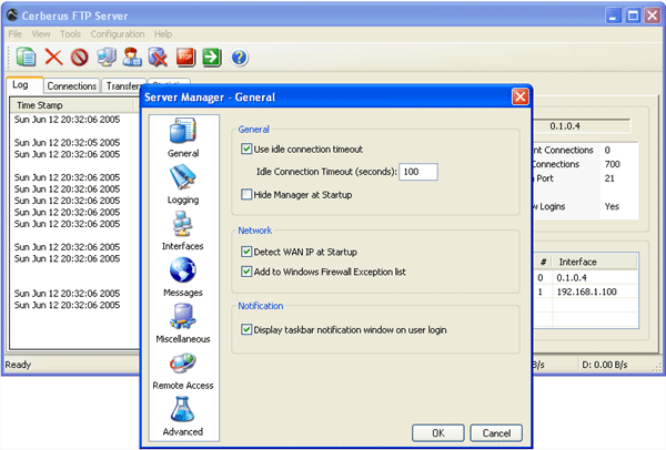 Cerberus FTP Server Screenshot